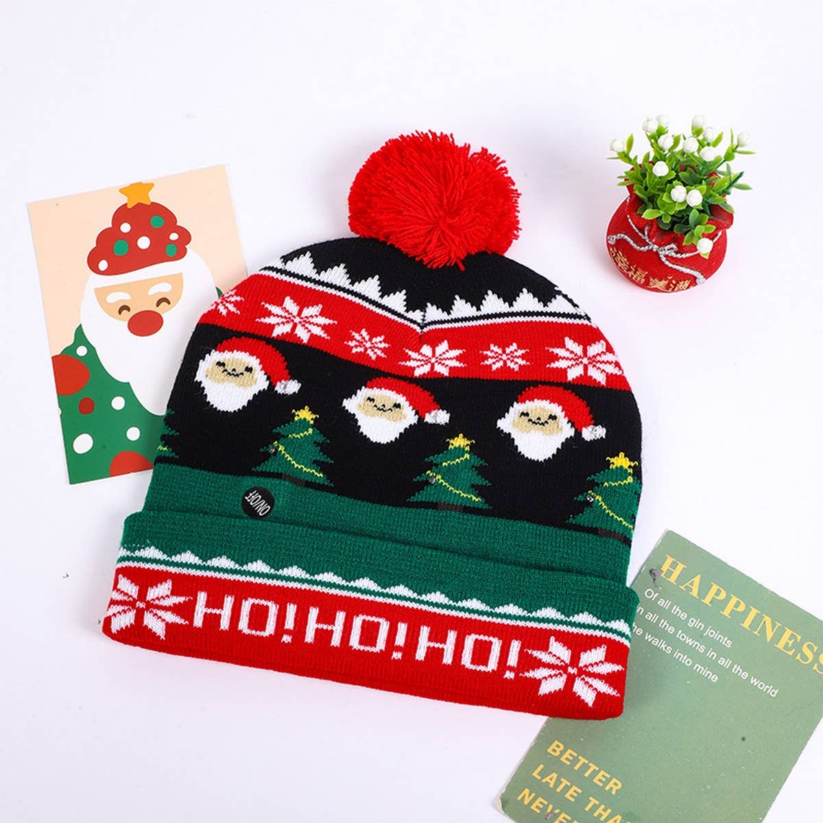 CHRISTMAS LED LIGHT GLOWING KNITTED CHRISTMAS HAT_CWAH2314