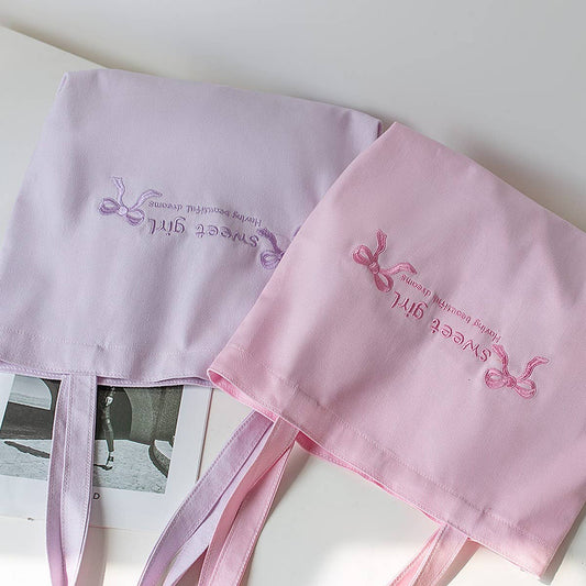 Macaron Color Embroidered Canvas Tote for Students_CWAB5627
