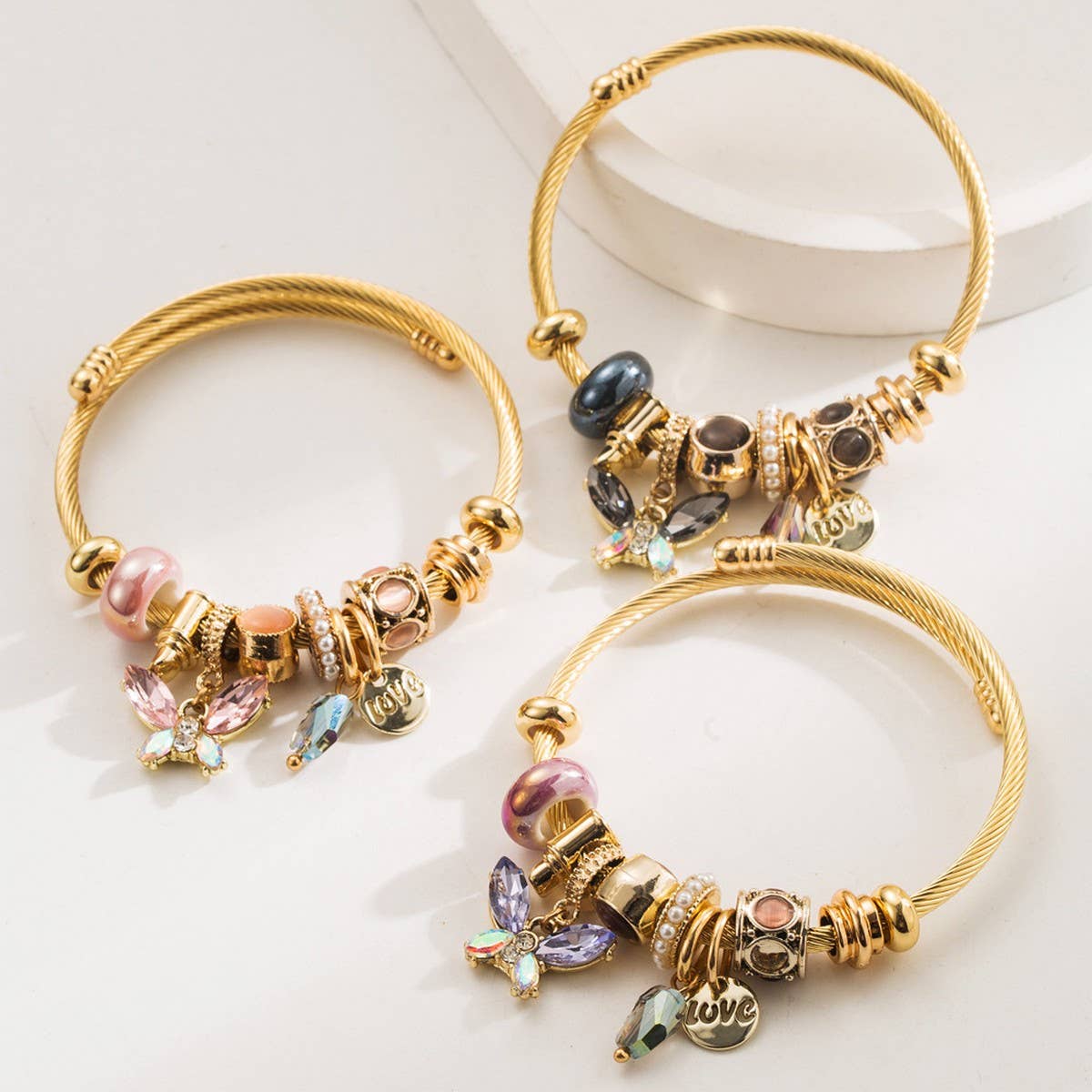 Luxury Butterfly Charm Beaded Bracelet