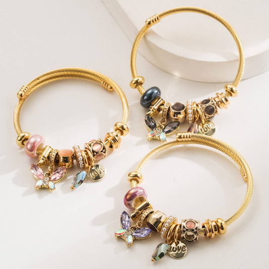 Luxury Butterfly Charm Beaded Bracelet