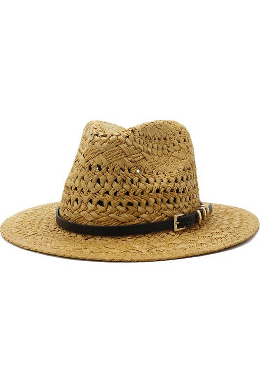 BLACK BELT CASUAL TRENDY WEAVE STRAW HAT_CWAH077-B20322