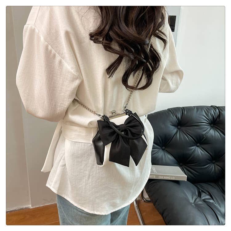 Bow tie stylish versatile clip-on crossbody bag