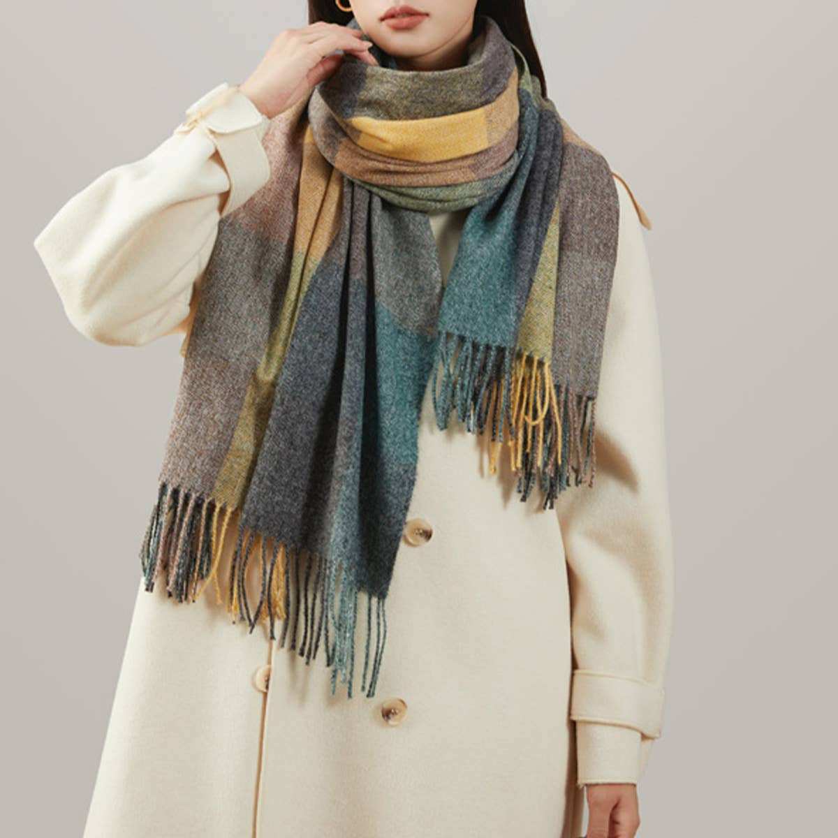 Plaid Scarf - Unisex Thick Warm Winter Shawl_CWASC1096