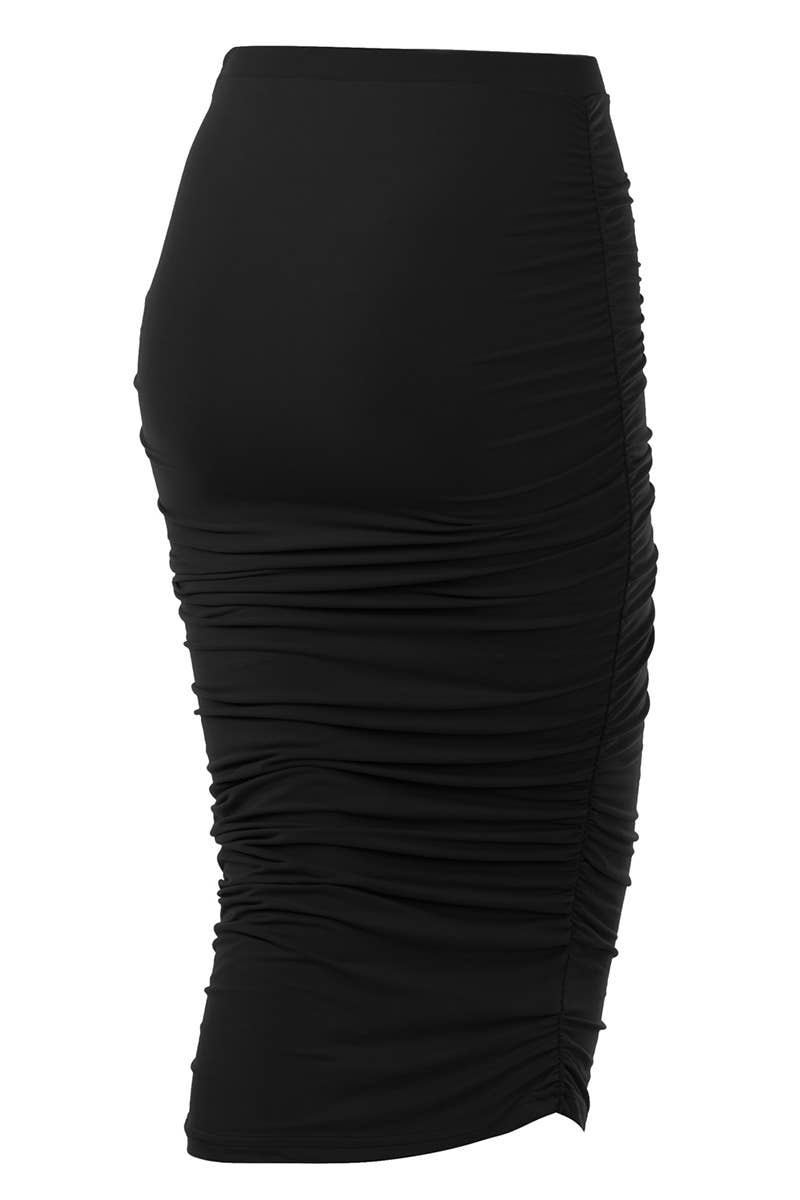 CWBMS070_PLUS Slim Fit Ruched Long Pencil Skirt