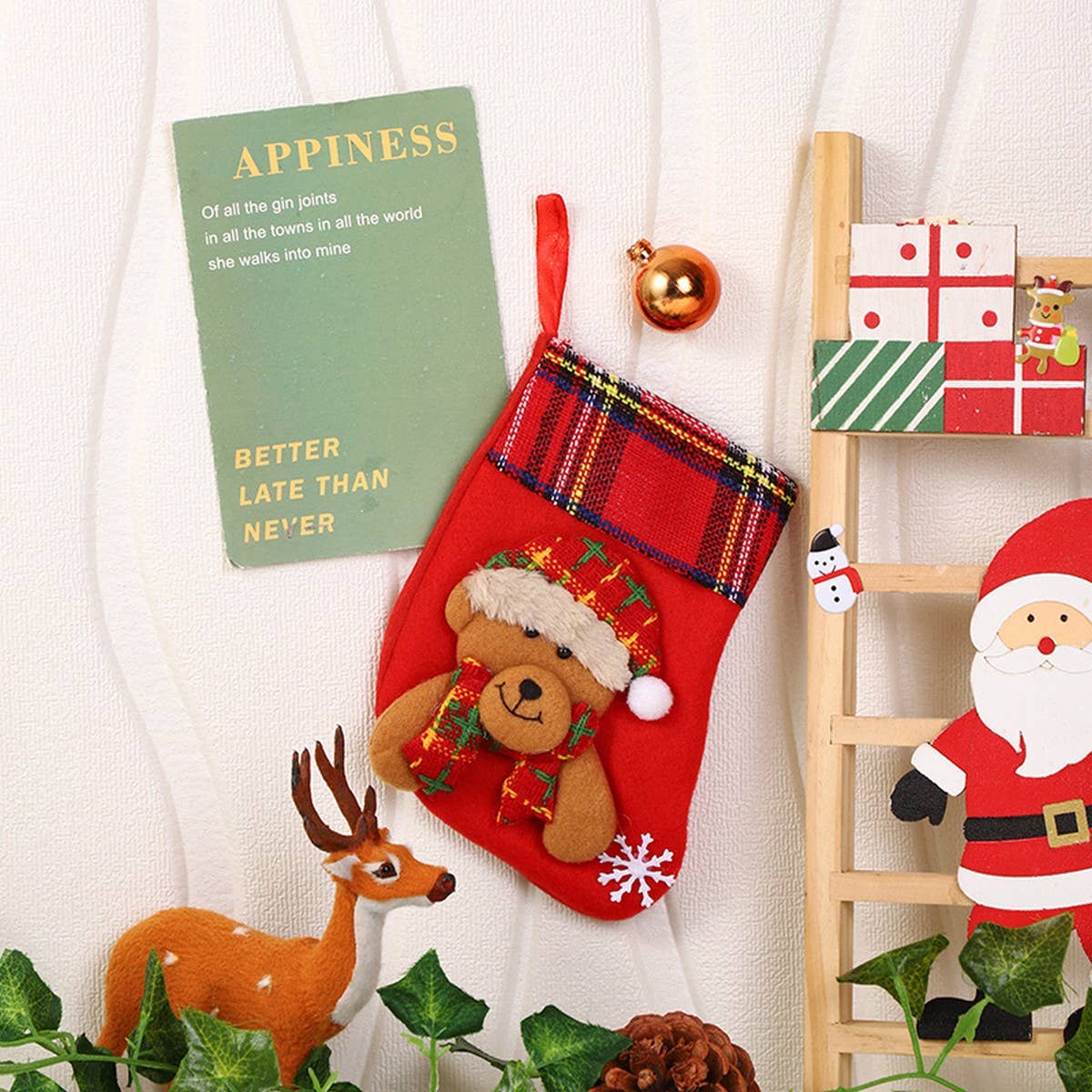 SEQUINED 3D SANTA CLAUS CHRISTMAS STOCKINGS