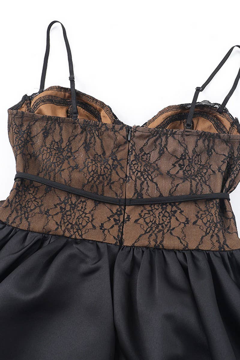 CWDSD6715_LONG SLEEVE LACE TIE A-LINE DRESS