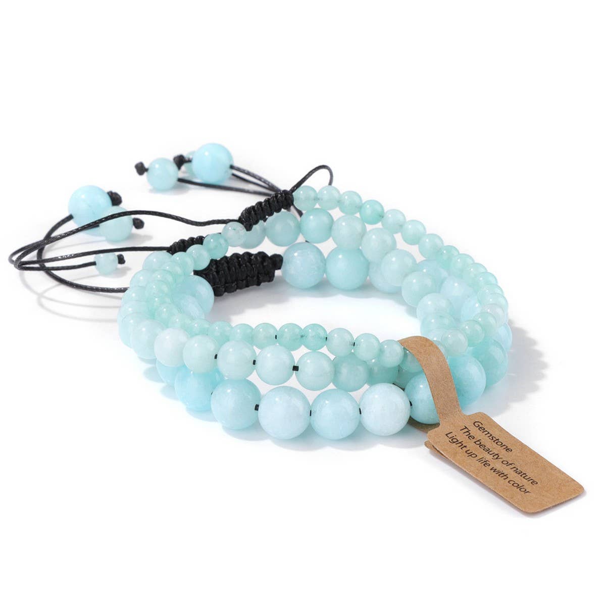 CWAJE4234_NATURAL STONE BEADS BRAIDED THREE-PIECE BRACELET