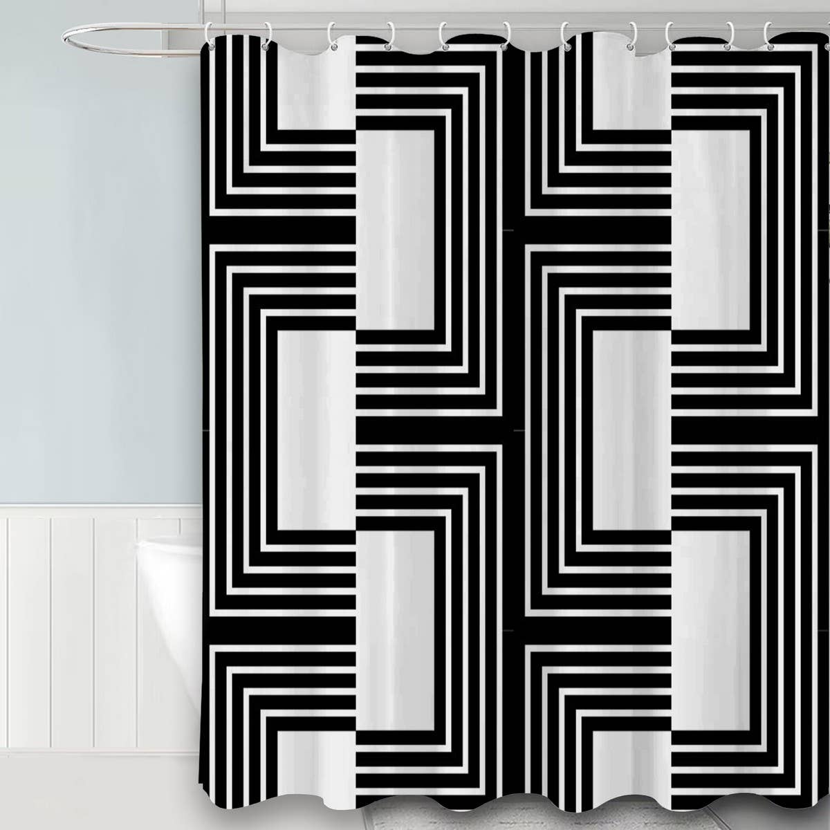 SIMPLE GEOMETRIC WATERPROOF SHOWER CURTAIN_CWMM1796