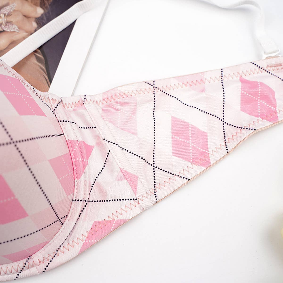 WOMEN FASHION PINK GATHERED BRA