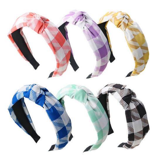 SIMPLE NEW STYLE PLAID KNOTTED HEADBAND_CWAHA1715