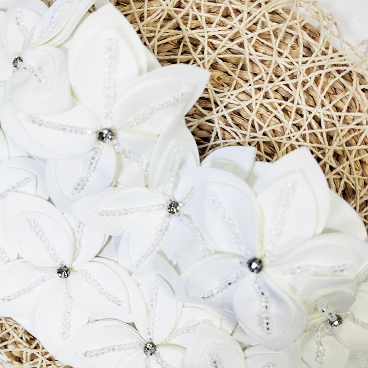 FLOWER BEADED HERRINGBONE BRA WITH PADS