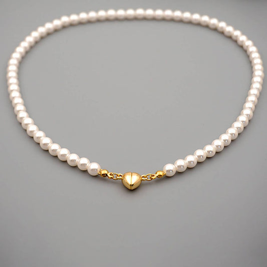 TEMPERAMENT PEARL HEART SHAPE MAGNETIC NECKLACE