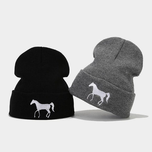 HORSE EMBROIDERY WARM COLD OUTDOOR KNITTED HAT_CWAH2090