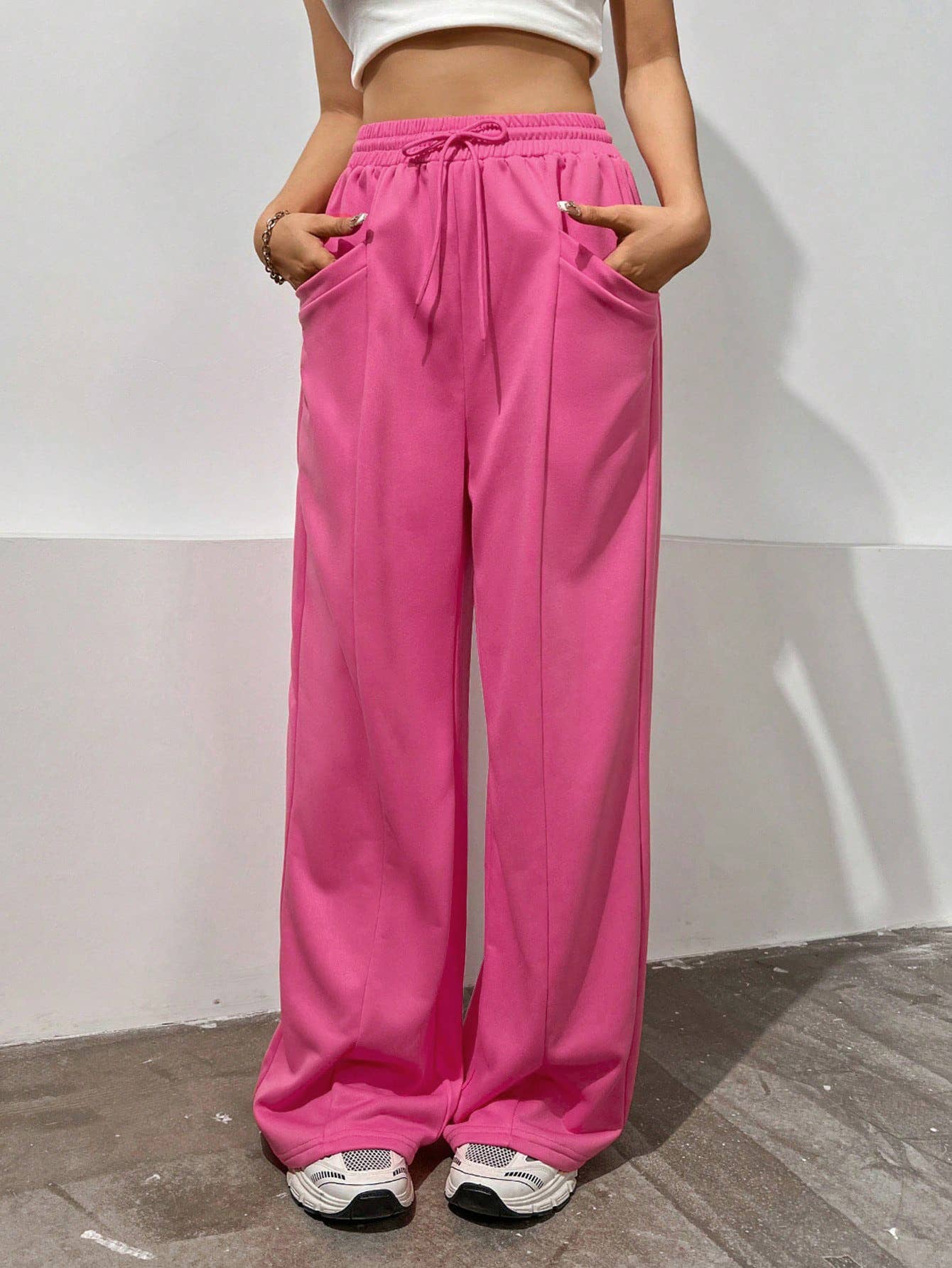 STRAIGHT HIGH-WAISTED WIDE-LEG PANTS