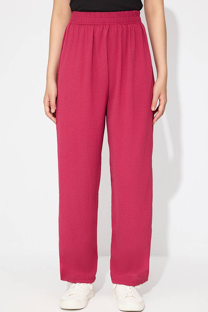 SOLID COLOR HIGH-WAISTED COMMUTER PANTS