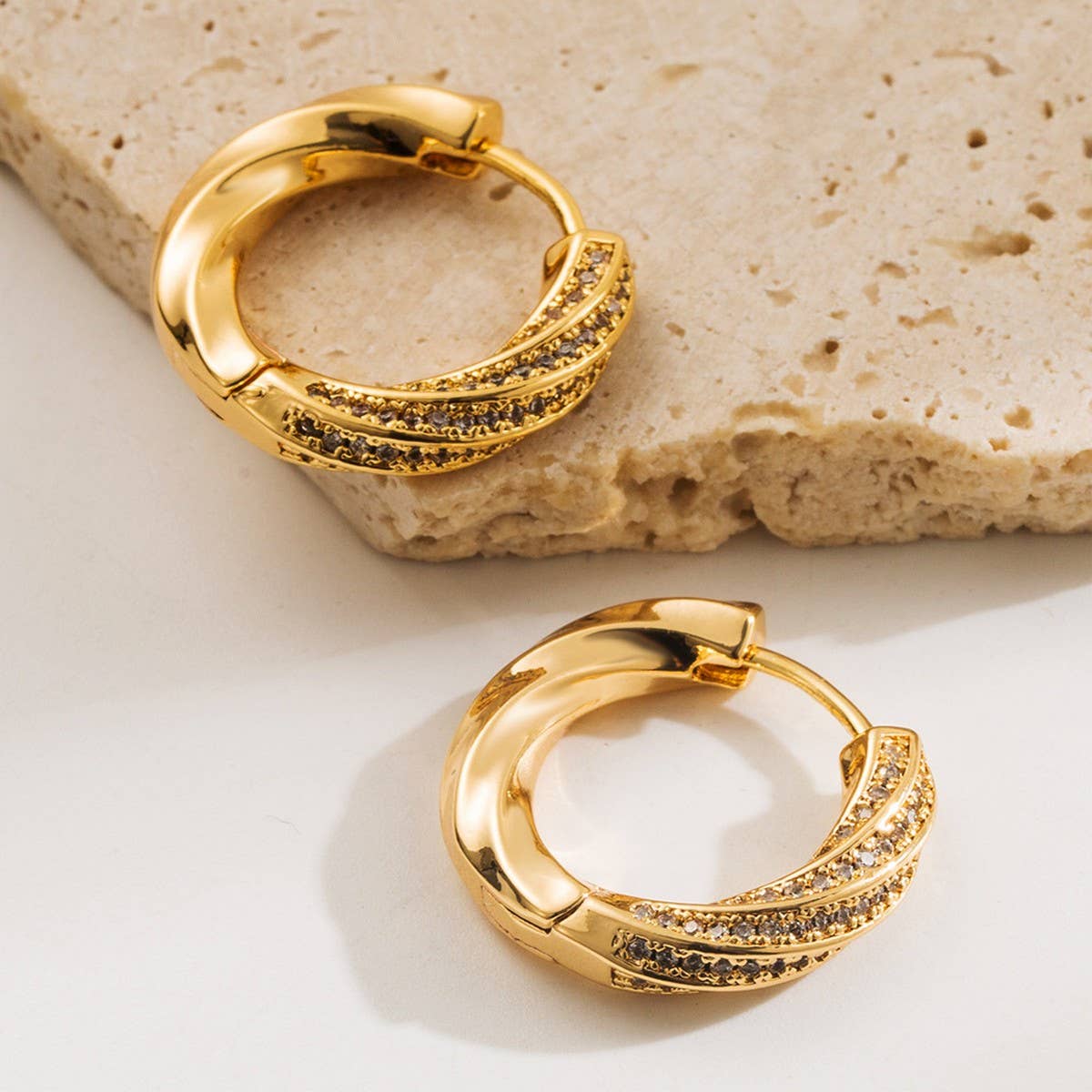 Gold-Plated Square U-Shaped Stud Earrings