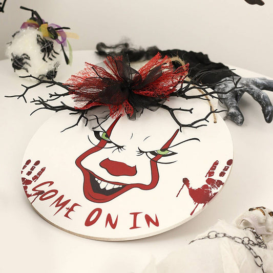 Scary Clown Wooden Sign for Halloween Decor_CWAJE05365