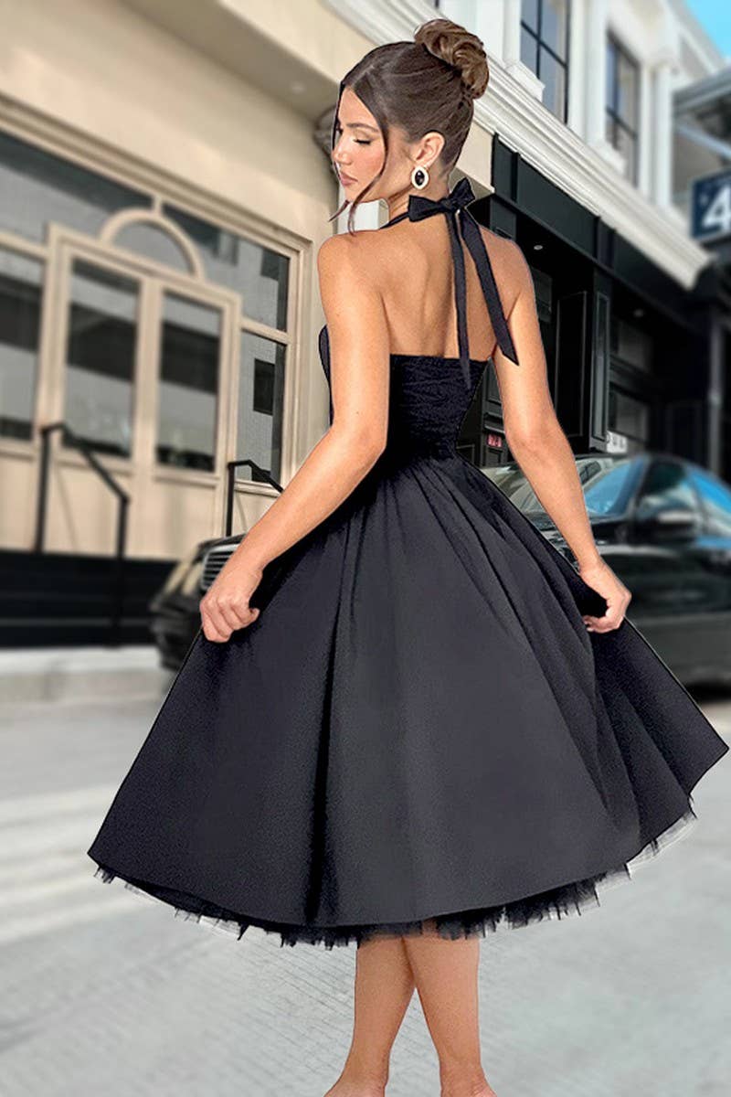 CWDMD5591_SLEEVELESS TIE STRAP PLEATED BODYCON DRESS