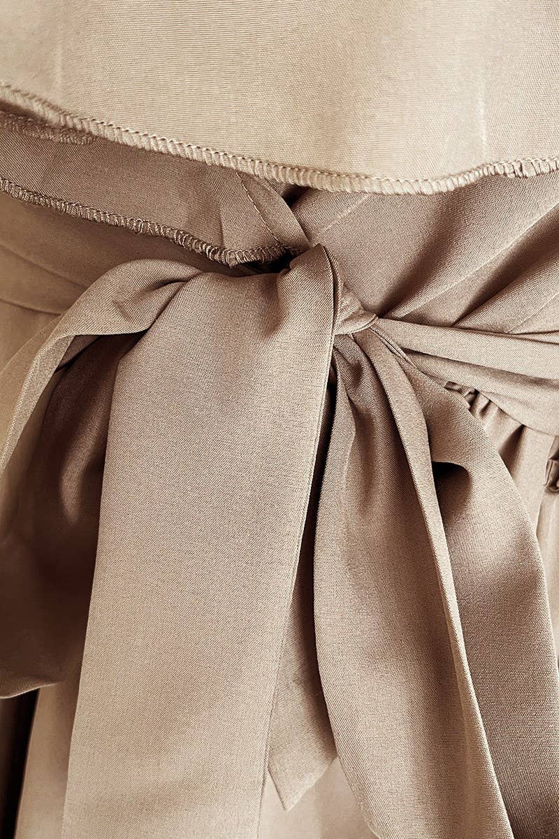 CWDMD4823_RUFFLED V-NECK LONG-SLEEVED SWING DRESS