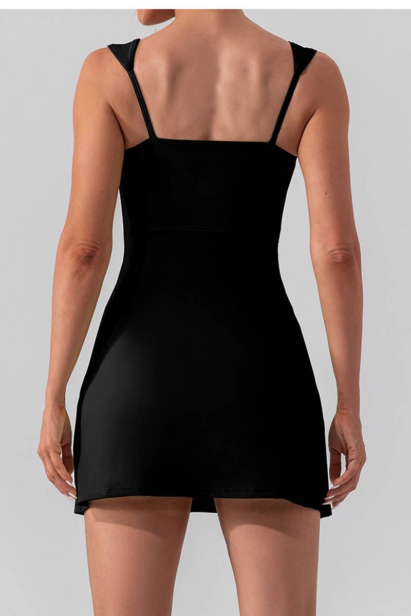 CWDSD3584_SOLID COLOR SEXY STRAP YOGA TENNIS ACTIVE DRESS