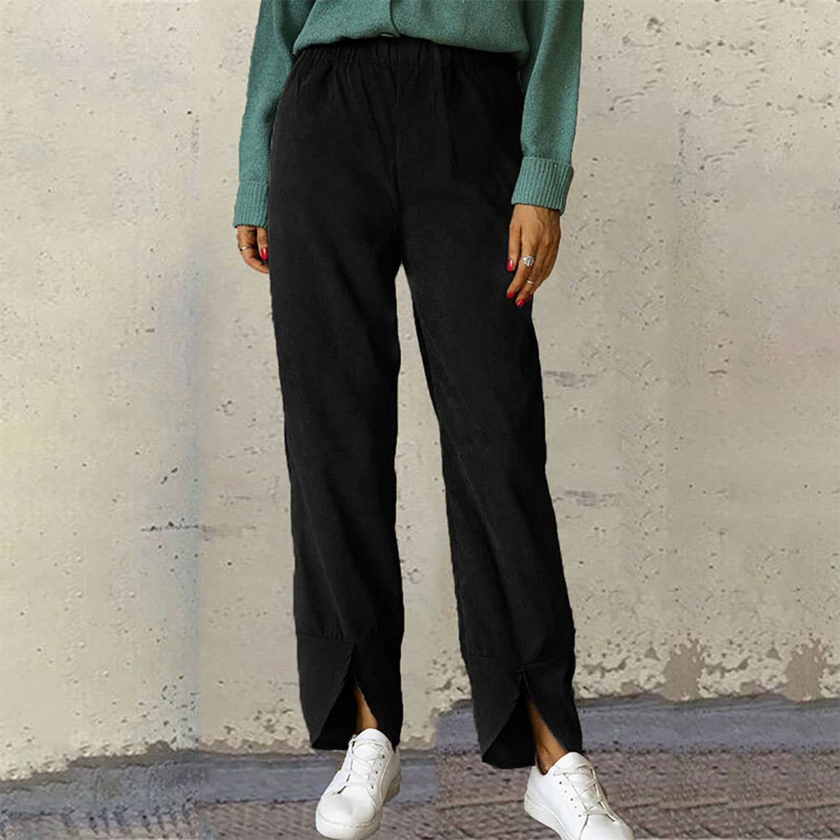 THICKENED CORDUROY ELASTIC-WAISTED CASUAL PANTS