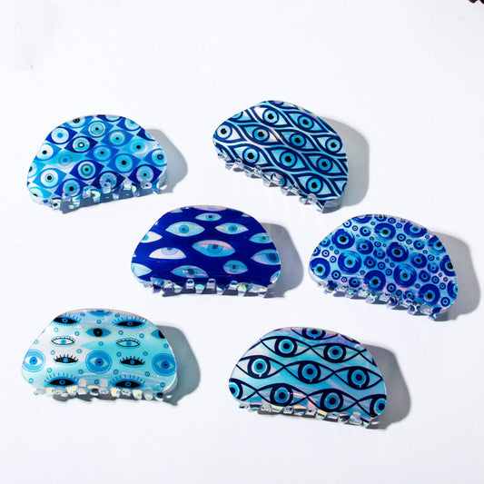Blue Eye Print Hair Claw - Creative French Style_CWAHA0315