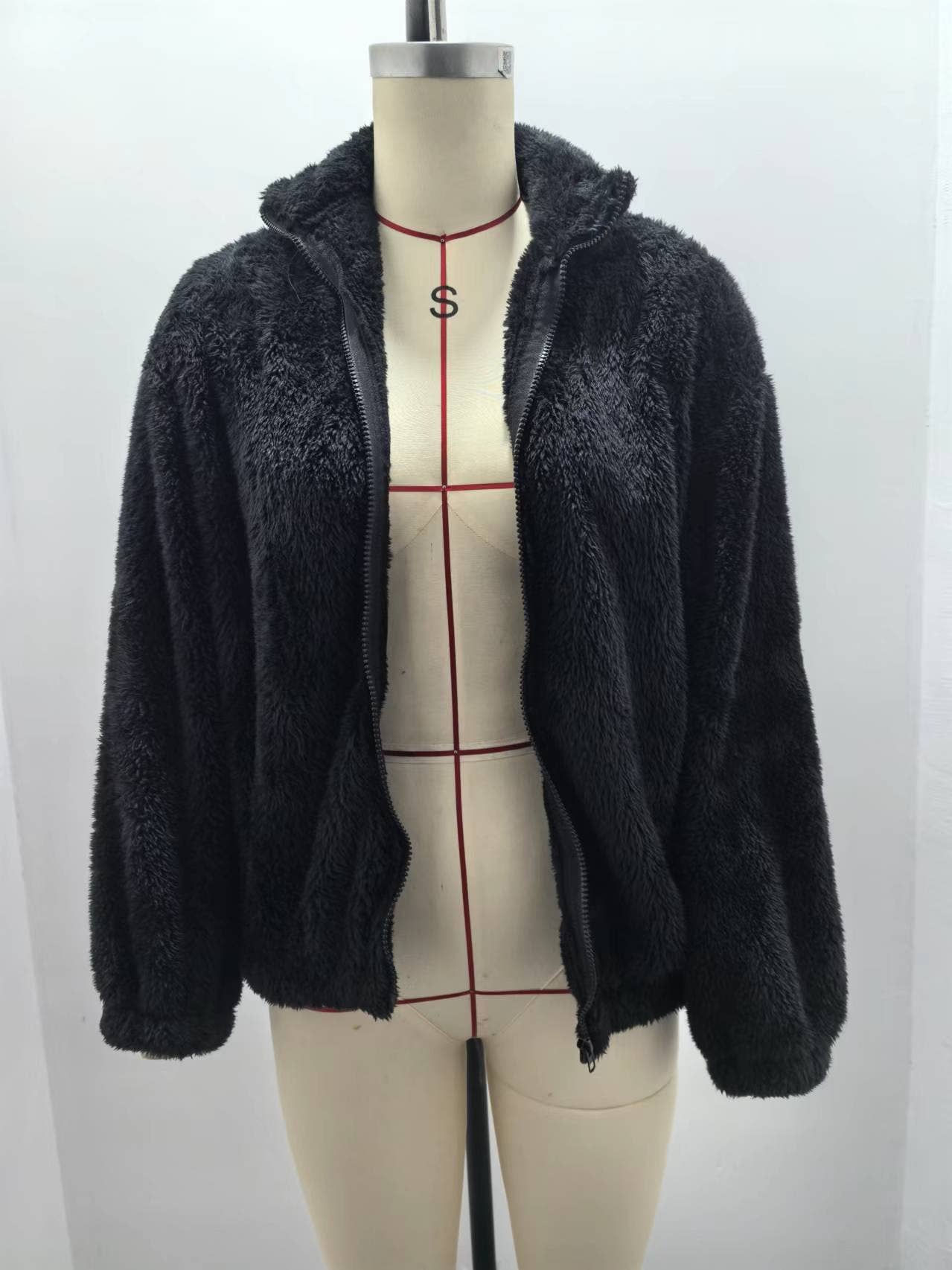 LONG SLEEVE SOLID COLOR PLUSH LOOSE WARM CARDIGAN