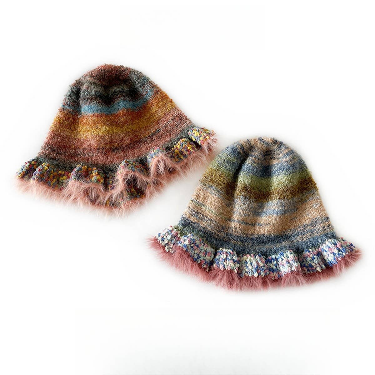 CHILDREN'S COLORFUL GRADIENT STRIPED KNITTED HAT_CWAH2058