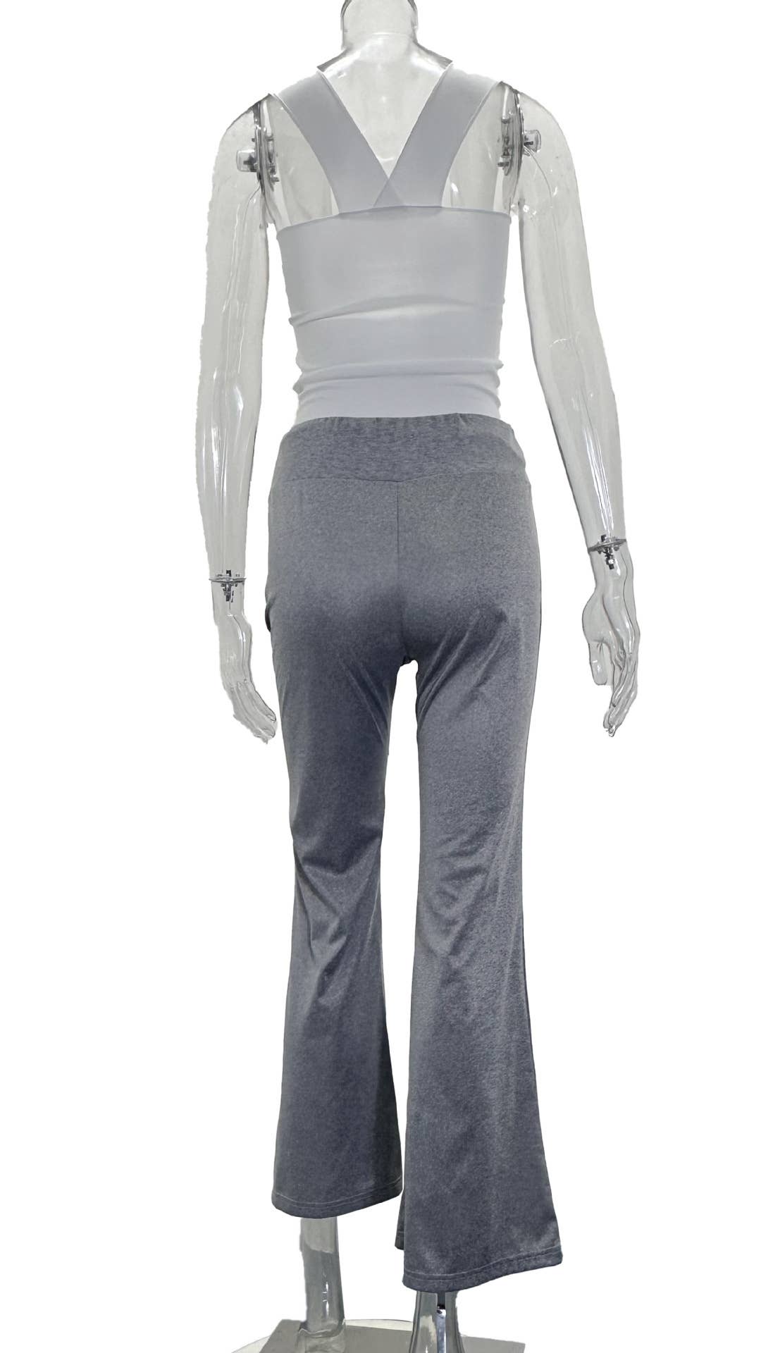 DRAWSTRING HIGH-WAISTED SOLID COLOR BELL BOTTOMS