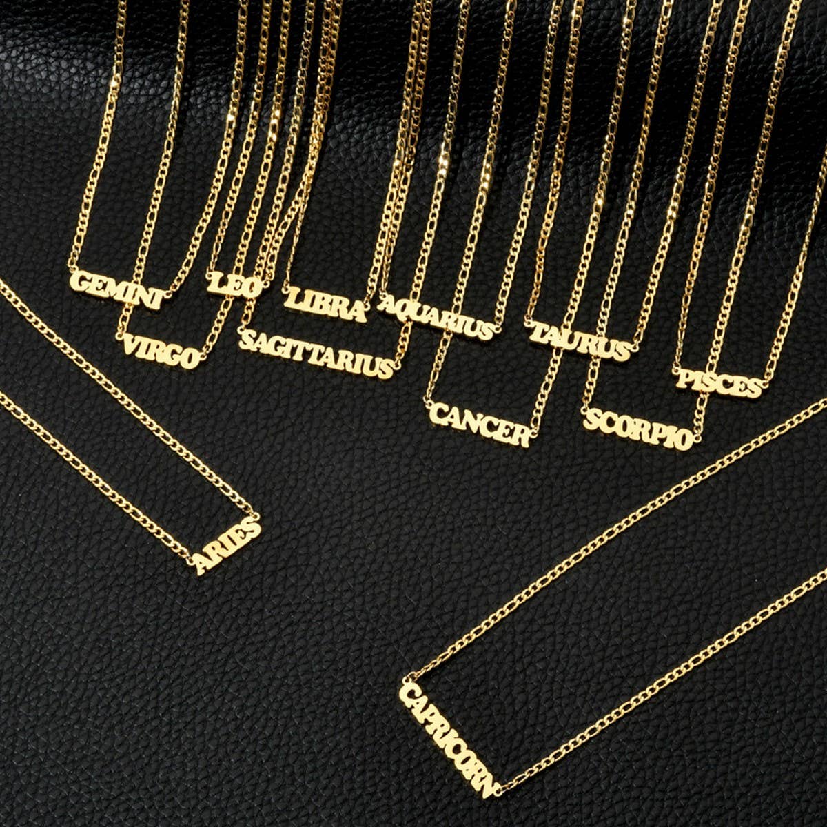 SIMPLE TWELVE ZODIAC STAINLESS STEEL GOLD NECKLACE_CWMM2726
