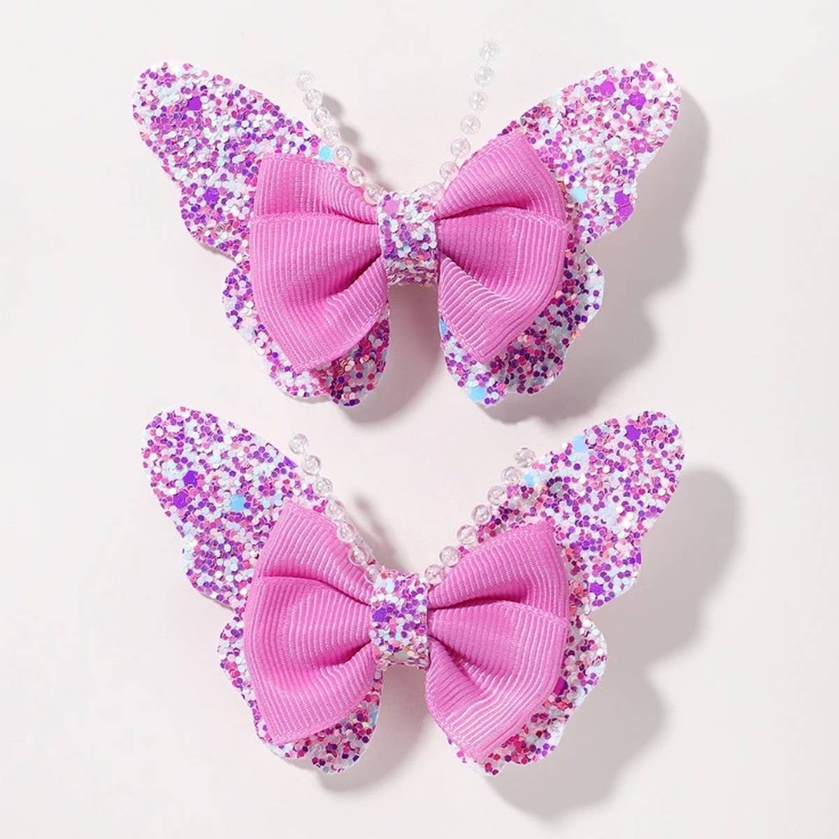 Glitter Bow Hair Clips Set for Baby Girls