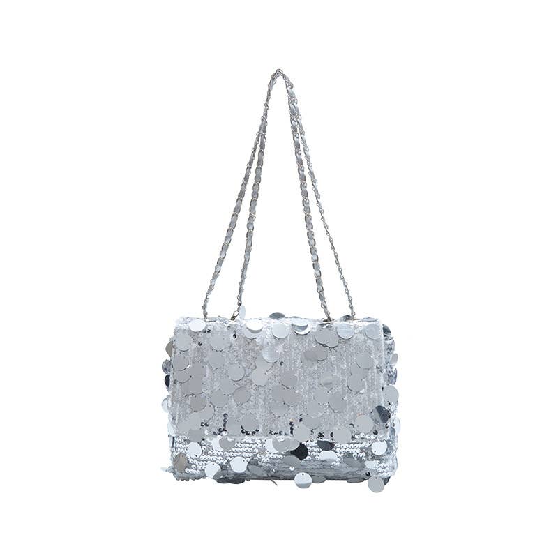 Fashionable sequined niche crossbody chain bag