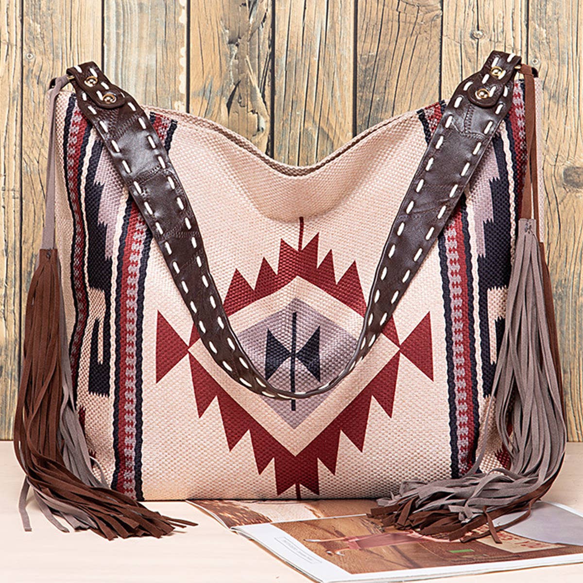 WOMEN CANVAS ETHNIC TRAVEL TASSEL BAGS_CWAB0560