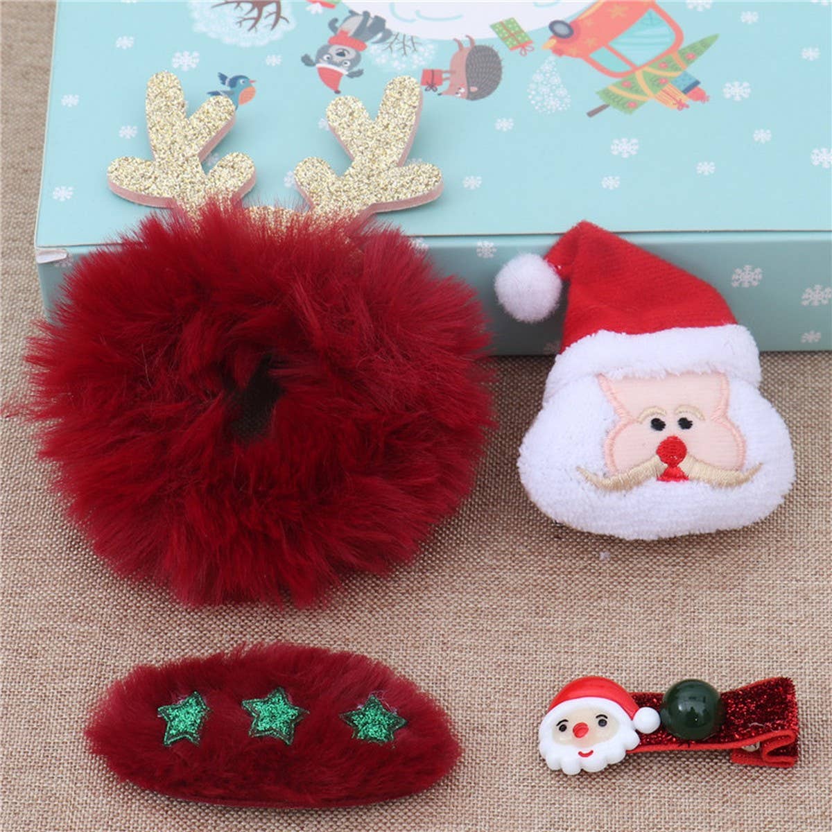 CREATIVE OLD MAN ELK CHRISTMAS TREE HAIR CLIP SET