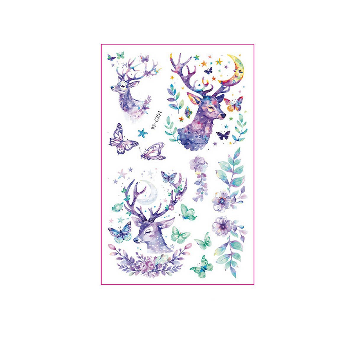 Kids Glitter Tattoo Stickers Bear Butterfly Stars