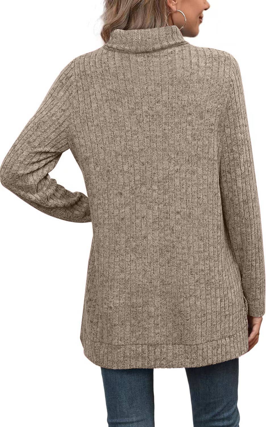 SOLID COLOR HIGH NECK SLIT SLIT LOOSE T-SHIRT