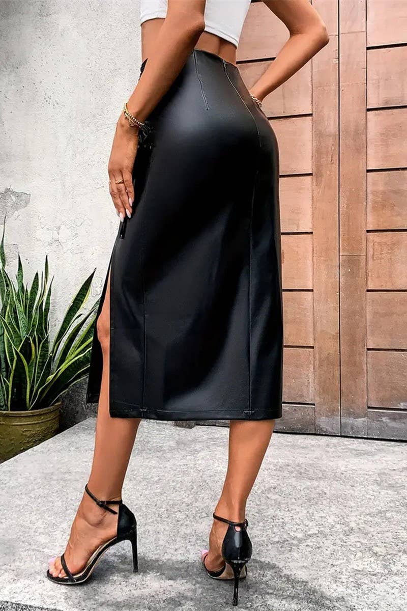 CWBMS0413_FASHIONABLE COMMUTING HIGH WAIST SLIT SKIRT