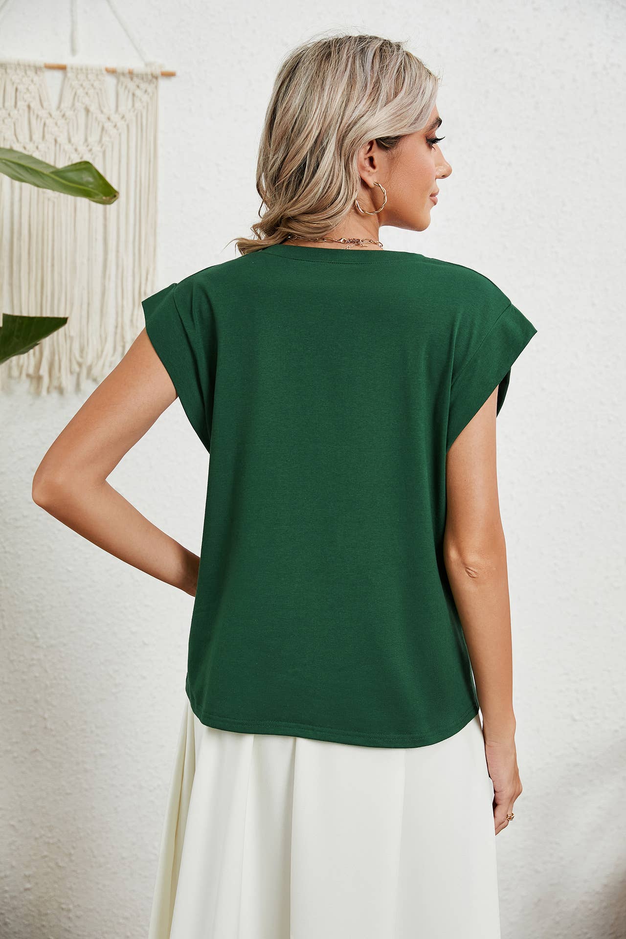 V-NECK SOLID COLOR CASUAL TANK TOP T-SHIRT