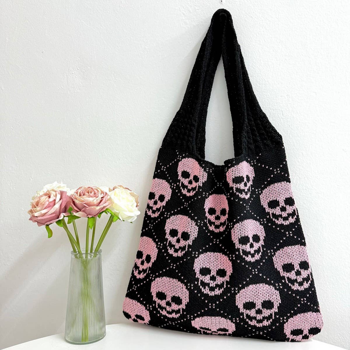 CUAB00333_HALLOWEEN KNIT TOTE BAG WOVEN SHOULDER HANDBAG