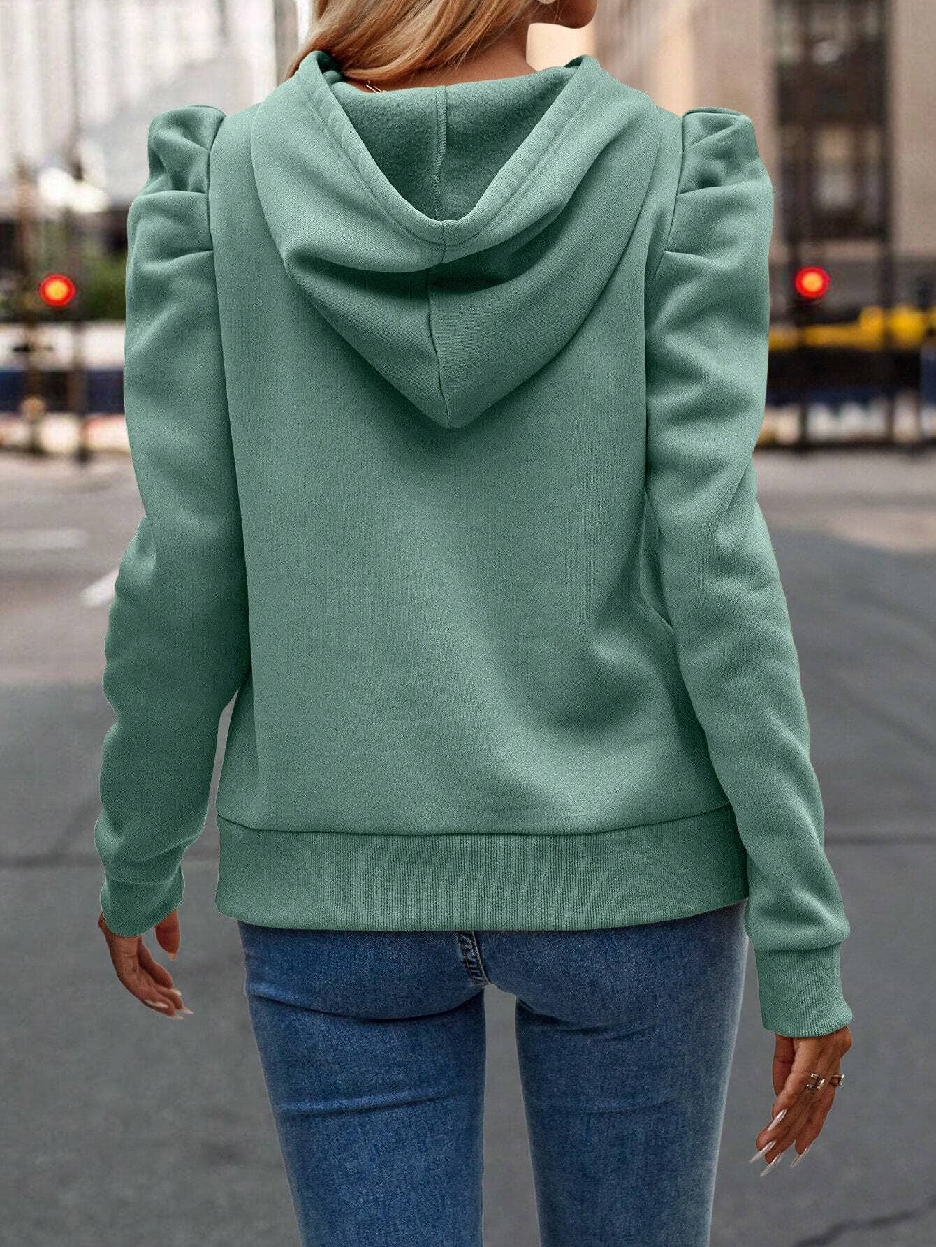 Fashionable hooded long sleeve casual sweatshirt