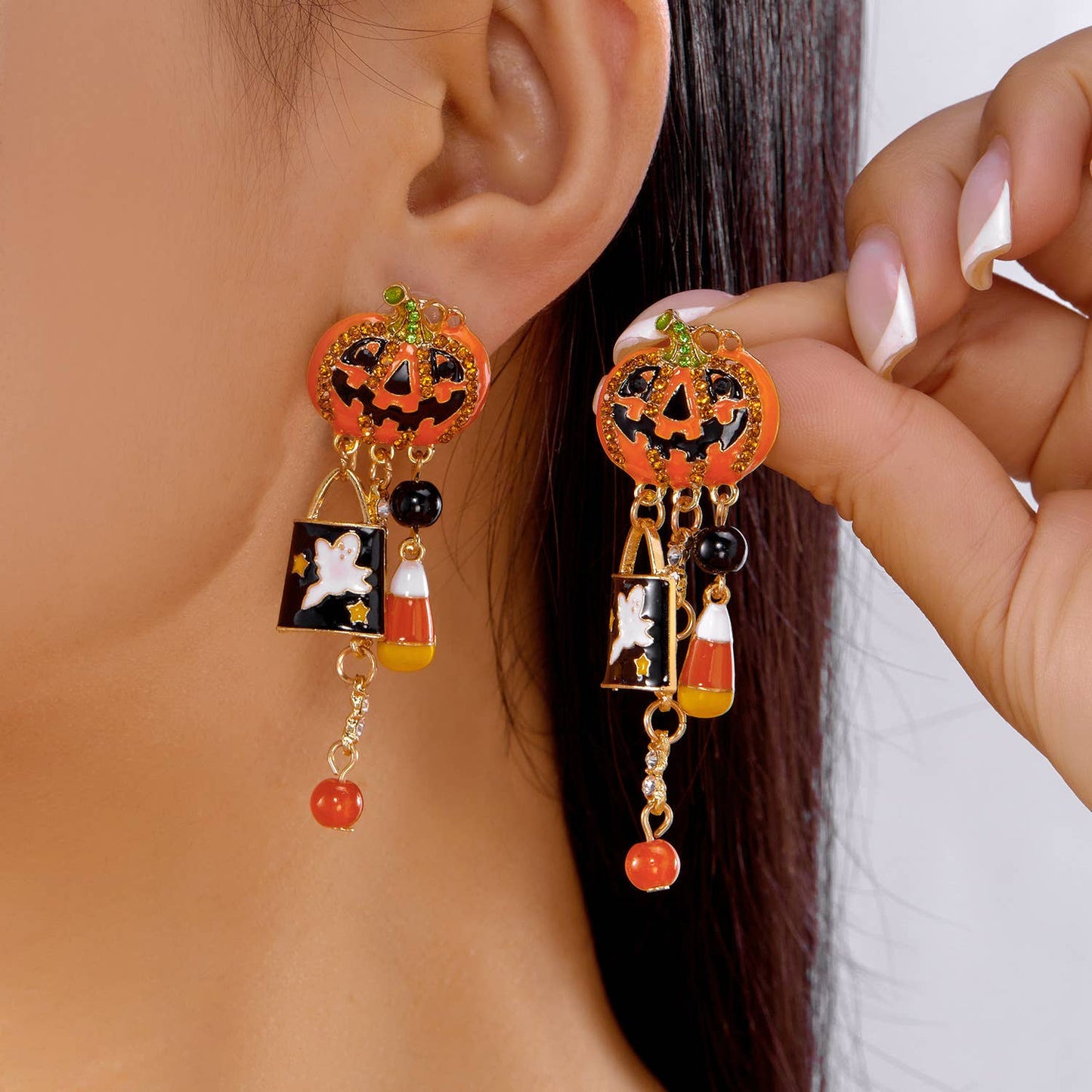 Creative Ghost Pumpkin Drop Earrings for Women_CWAJE05623
