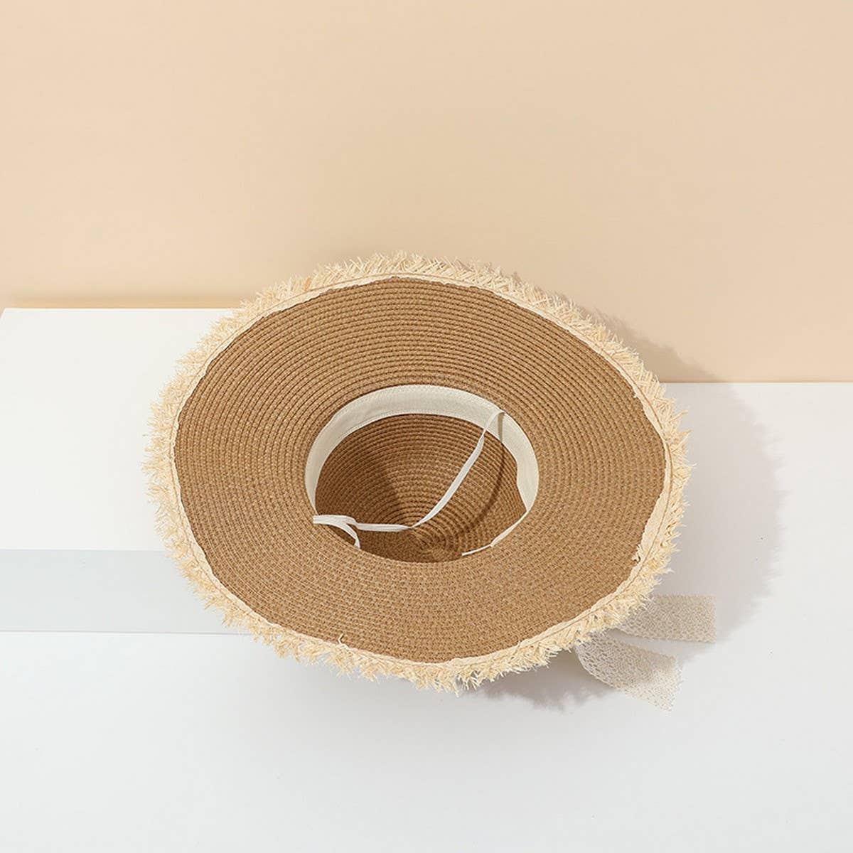 Summer Fashion Bow Ribbon Wide Brim Straw Hat_CWAH3473