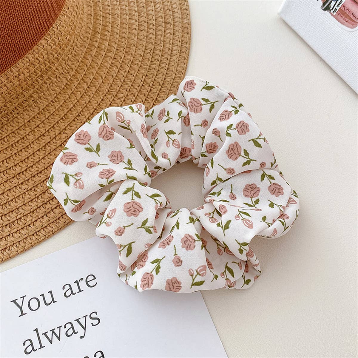 WOMEN FRESH FABRIC BROKEN FLOWER HAIR TIE_CWAHA0841