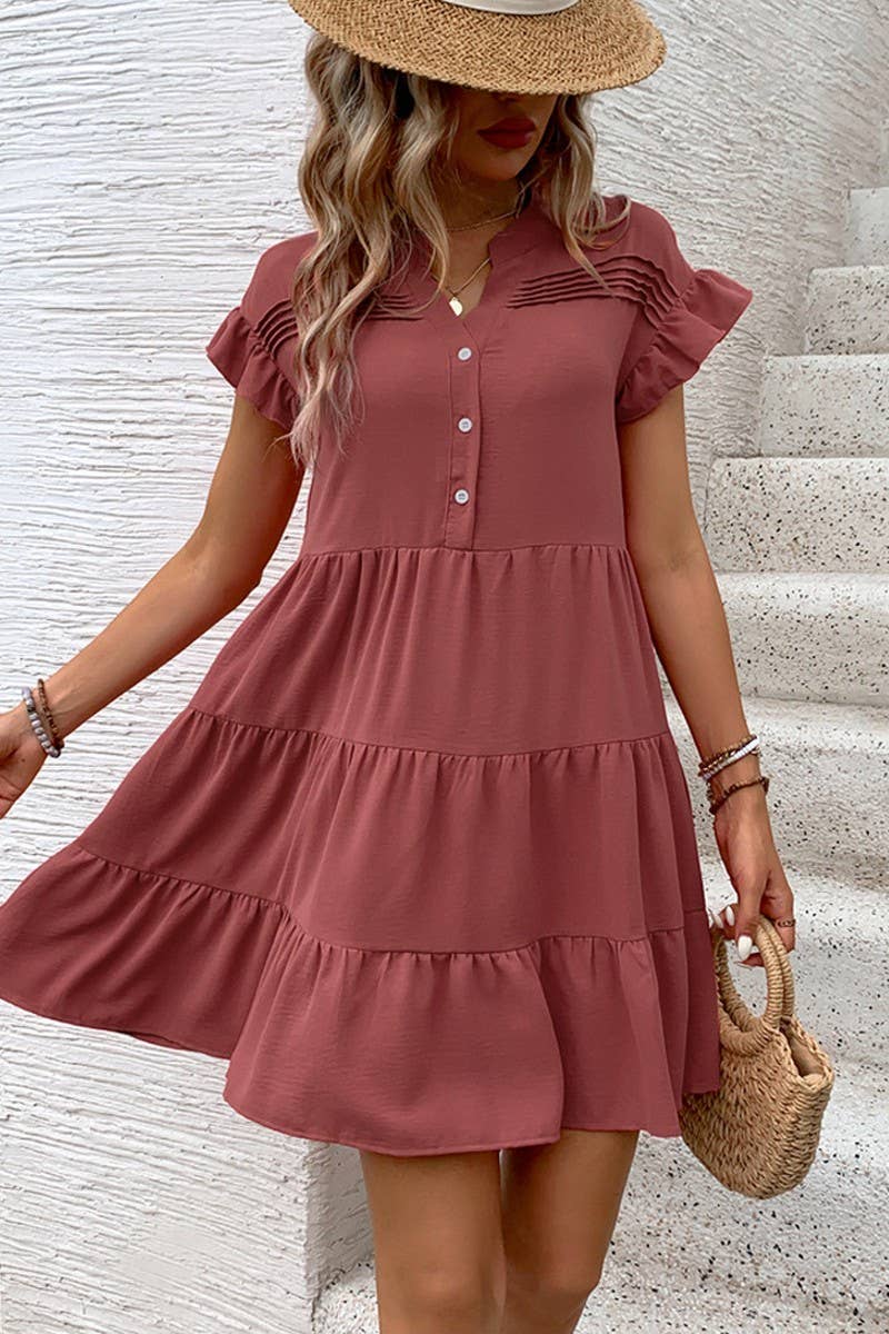 CWDSD7158_SUMMER SIMPLE CASUAL RUFFLED VERSATILE SHORT SKIRT