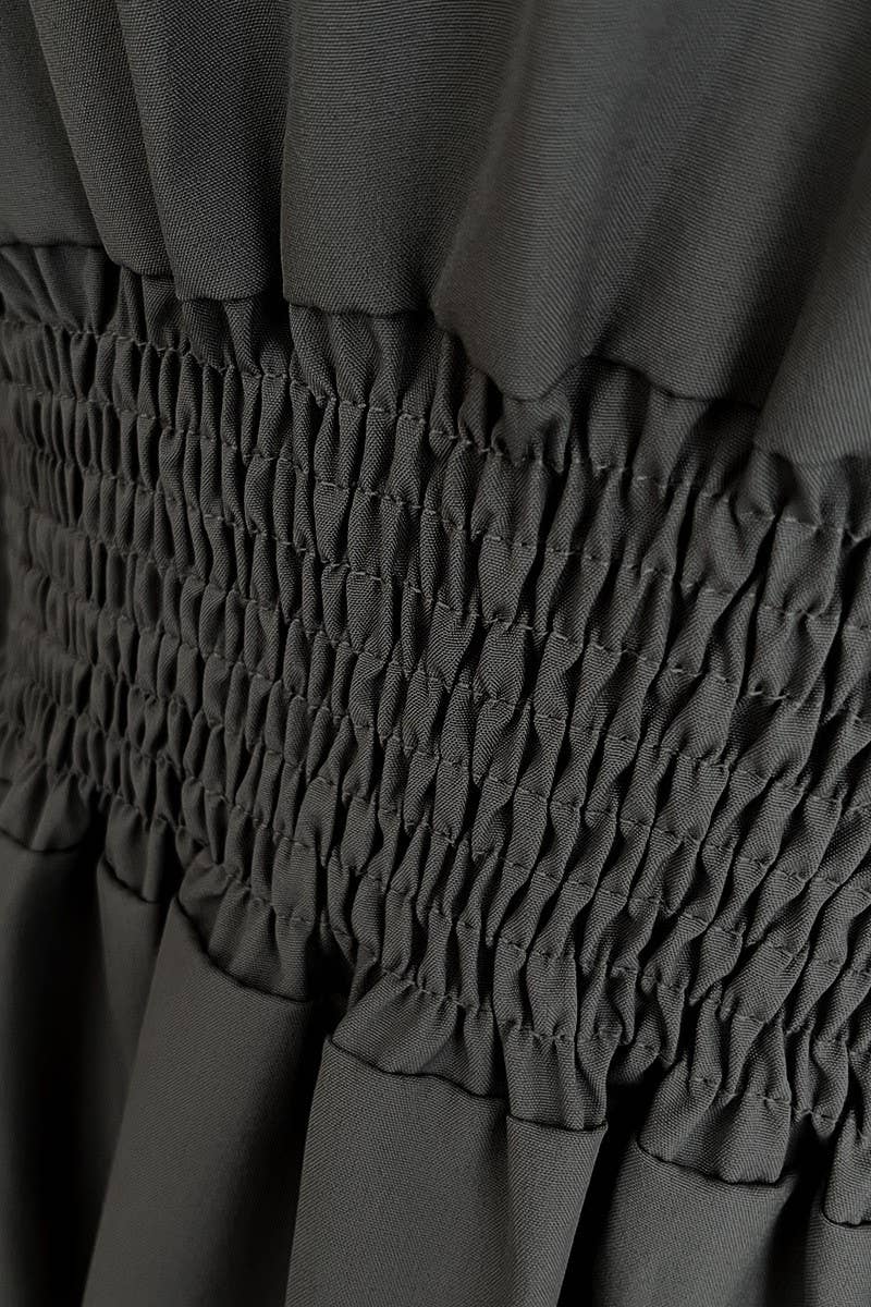 CWDSD5964_CABLE WAIST LONG SLEEVE SHIRT COLLAR DRESS