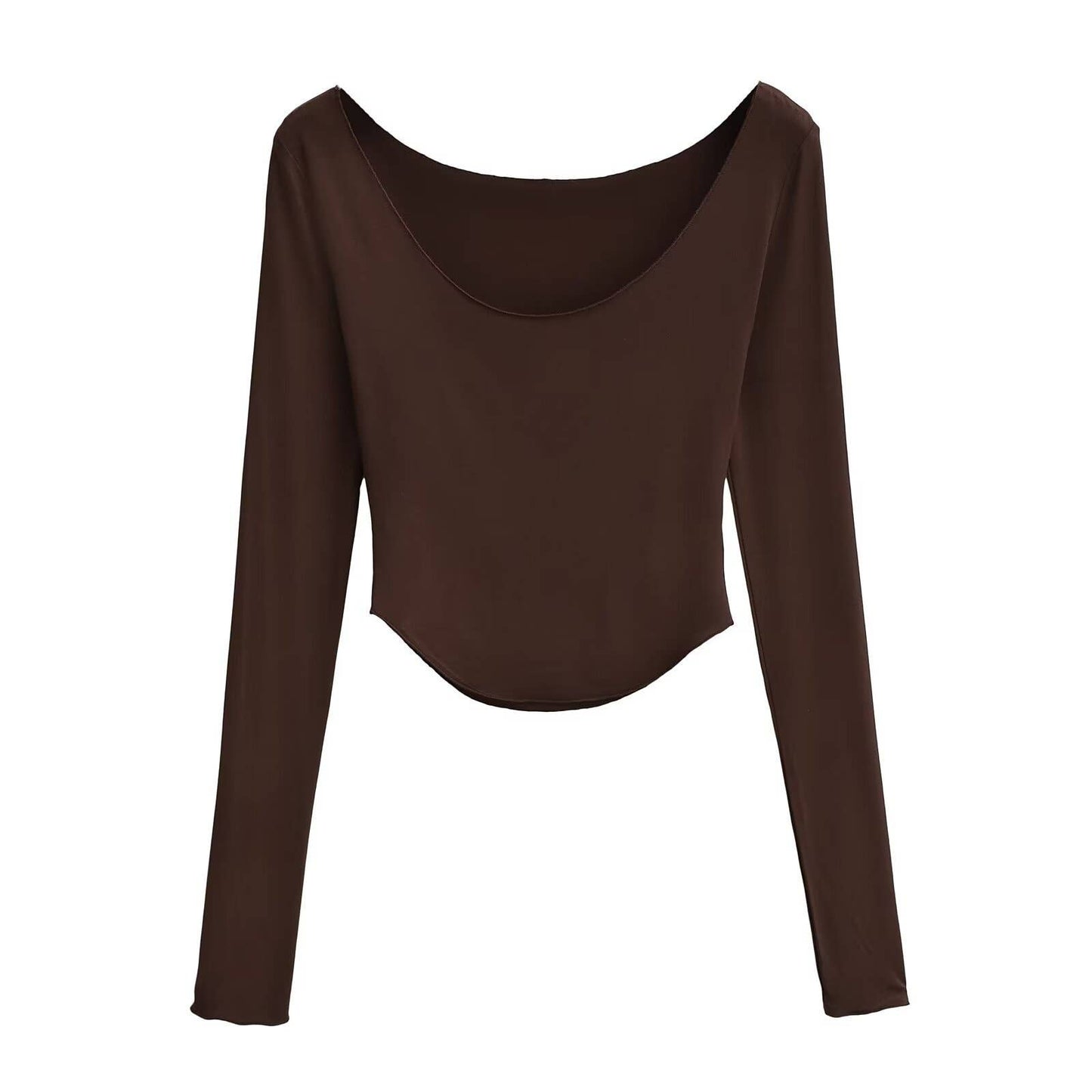 Sexy low-cut,light,short long-sleeved base layer