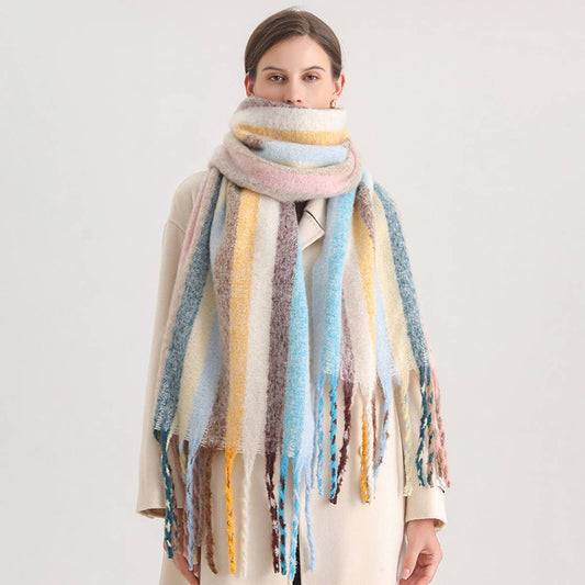Rainbow Stripe Scarf - Cozy Cute Winter Wrap_CWASC0984