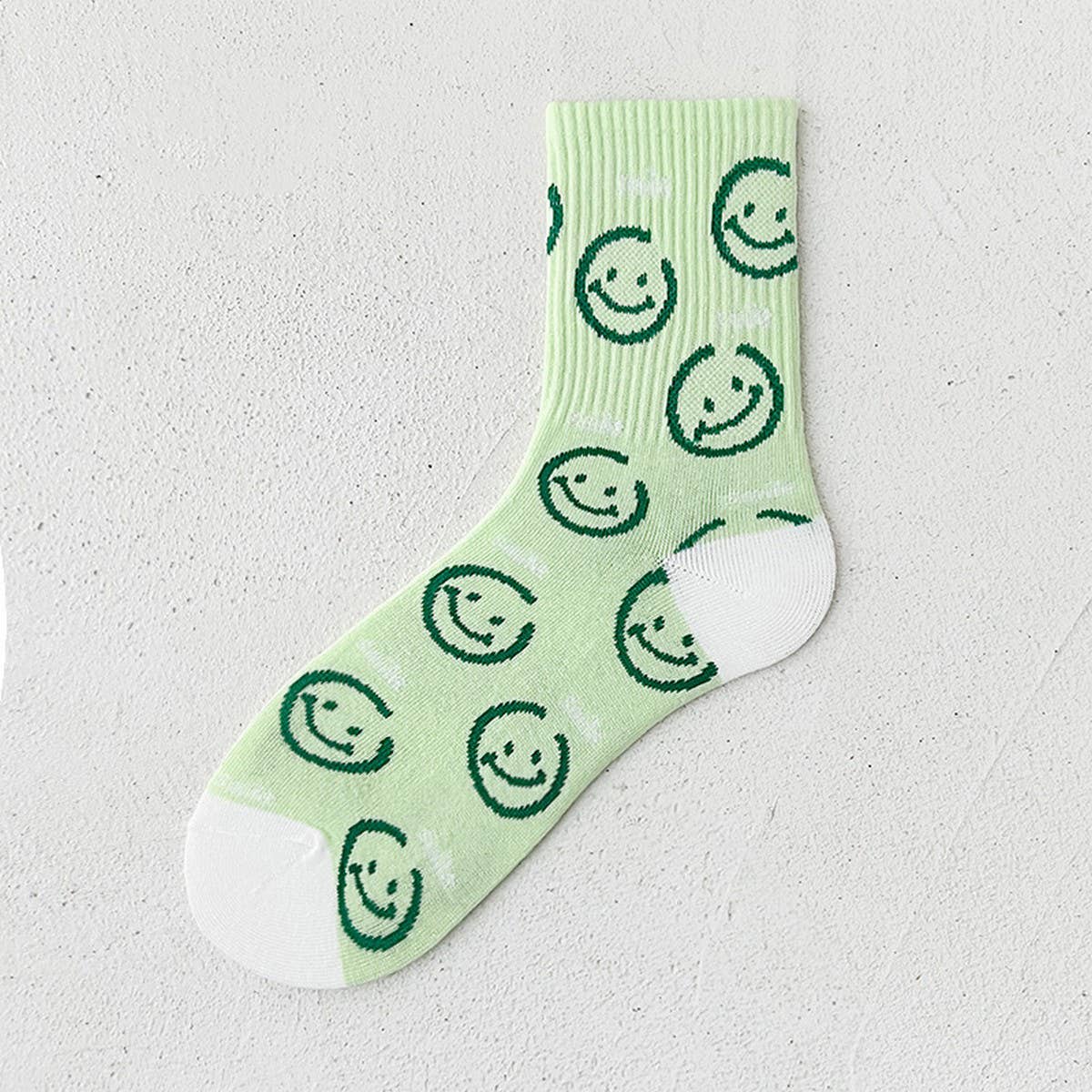 WOMEN'S MIDDLE TUBE CUTE SMILE PATTERN SOCKS