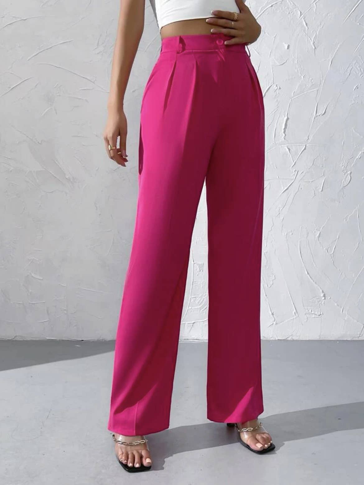 Elegant solid color dangling wide-leg suit pants