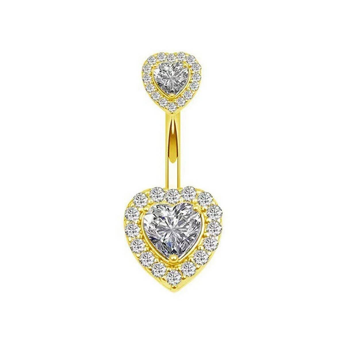 Heart CZ Belly Button Ring ? Hypoallergenic